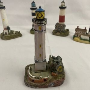 Tradewind Bay By the Shore Polystone Gray Lighthouse with Gothic Manor Attached
